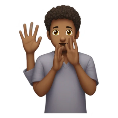 It was not me, I am innocentconfused nervous little man raising palms up in surrender and staring sticker