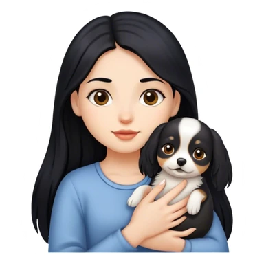 Menina com cabelo longo e preto com uma cadelinha sticker