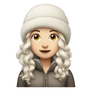 Fluffy cozy winter hat white brunette haired girl sticker