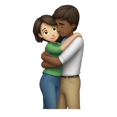 brunette girl hugging her boyfriend sticker