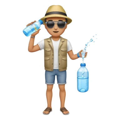 man full body emptying a bottle of water sticker