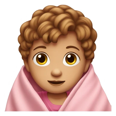 Cute baby with pink blanket and brown hair  sticker
