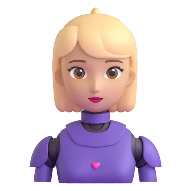 friendly feminine robot agent, 3D emoji style, soft colors, gentle expression, for reporting child abuse reporting sticker