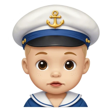 Baby, making Popeye face with sailor hat on sticker