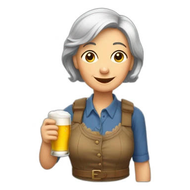 Une mamie avec une bière sticker
