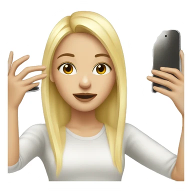 blonde girl taking mirror selfie sticker