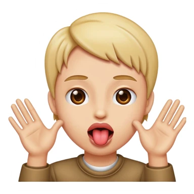 Tongue out with hands to the side sticker