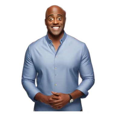 Ainsley Harriott hiding in a big pile of meat sticker