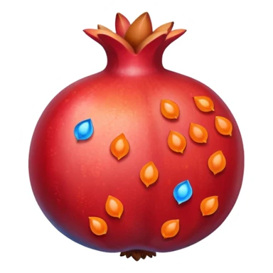 Pomegranate with red, blue and orange seeds inside sticker