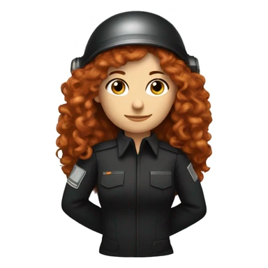 operator dressed in black with a milatary helmet, without glasses, wearing a headset, ready to respond to alerts, preferably curly redhead female  sticker