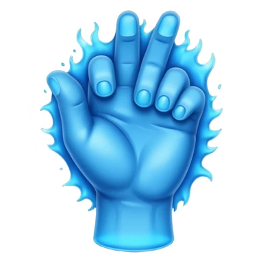 fist with a glowing, jagged, energetic blue aura with black outline, apple style emoji sticker