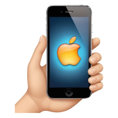 one hand showing iphone with screen, only hand and phone sticker