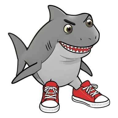 Shark with shoes  sticker