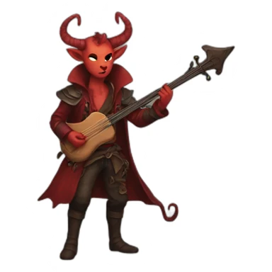 A red tiefling bard sticker