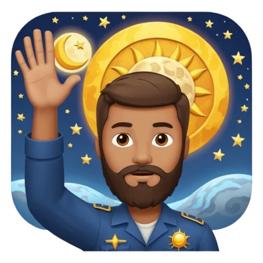 joshua bible chracter bearded man raising his hand stopping the sun & moon to continue the war sticker