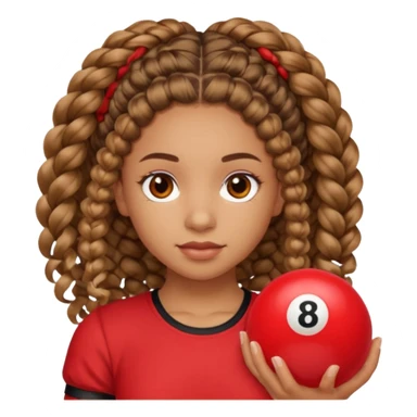 Light brown curly 3b 3a hair cassie braids light brown eyes red 8 ball top 🎱 sticker