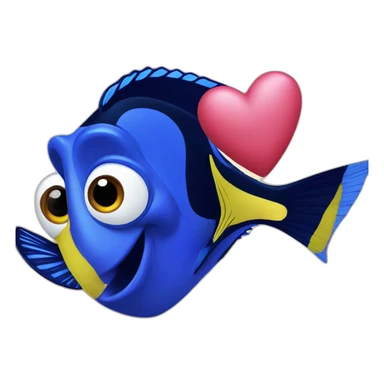 dory holding a heart sticker