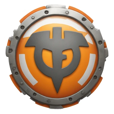 orange metal shield with mechanic symbol in the middle sticker