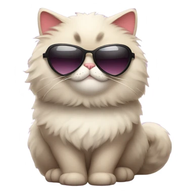 Cute fat cat wearing heart shaped sunglasses sticker