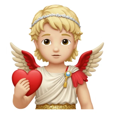 Cupid from Roman Deities with long blonde hair, cream sequin toga sticker