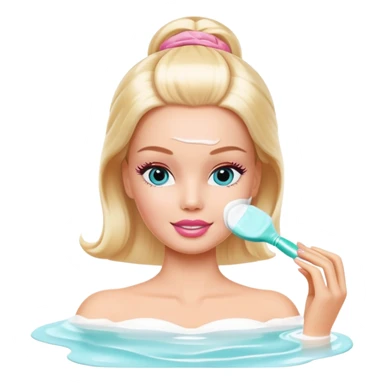 Barbie with face cream mask spa beauty full face relaxing sticker