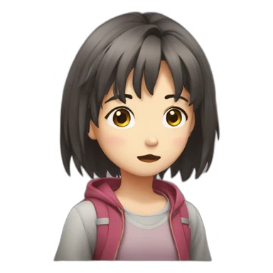 Shrugging young girl anime sticker