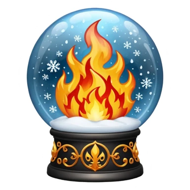 Can you make a snow globe emoji with a flame in it, gothic style, I want it to say pyromaniacs  sticker