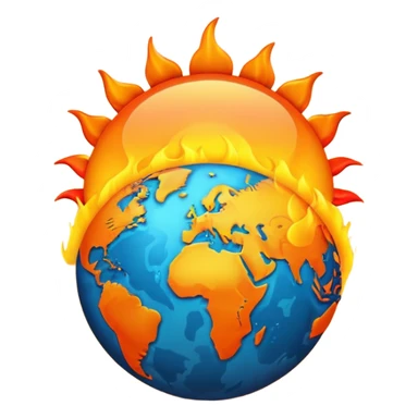 earth emoji with heat waves rising sticker