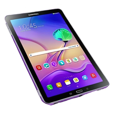 Ultra Detailed hyperrealistic Samsung galaxy 10 tablet, with a dark plum cover case that sparkles with lots of colors, 3d render, isolated, still life. Must be 8k quailty, 9000x9000px resolution  sticker