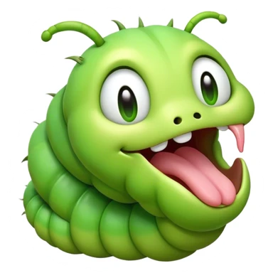 Cinematic Realistic Cute Yawning Caterpillar Portrait Emoji, Head tilted slightly with a dramatic, wide-open yawn, showcasing a soft, downy segmented body in vivid green with subtle drooping and half-closed, drowsy eyes, rendered with intricate natural texture and gentle shadows, high shine, relaxed yet expressive, styled with a dash of woodland charm, soft glowing outline, capturing the essence of a sleepy yet affectionate caterpillar that appears ready to stretch out and rest among the leaves! sticker