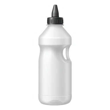 slim medium plastic bottle with slightly curved body and pointed nozzle cap, clean color white or blue or red, no label, no stains, no extras, apple emoji style, soft lighting, subtle shadows, emoji scale sticker