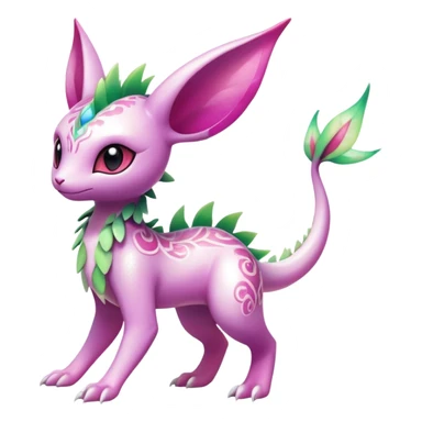 Shiny Exotic Cute Adorable Majestic Ethereal Sparkly Flygon-Espeon-Meganium-Shaymin-Hybrid-Creature with pattern-markings sticker