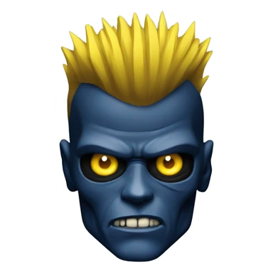 Terminator head with dark blue skin and yellow Mohawk  sticker