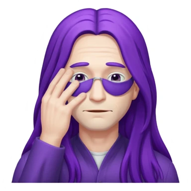 men with purple long hair which cover eyes sticker