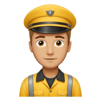 german delivery guy with yellow uniform sticker