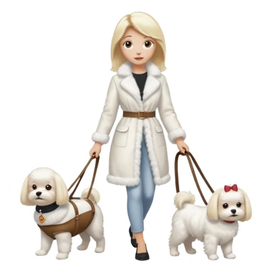 blonde woman wearing white walking only one maltese dog sticker