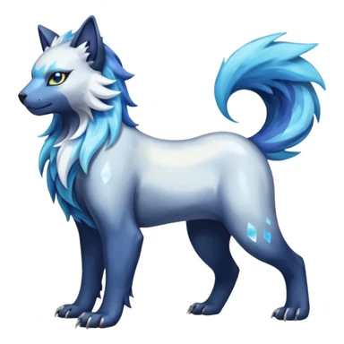 Aquatic boreal boreal-lupus-Lunaray-Manectric-Absol-Luxray-Bobcat-Fakémon-fusion-animal-creature, full body  sticker