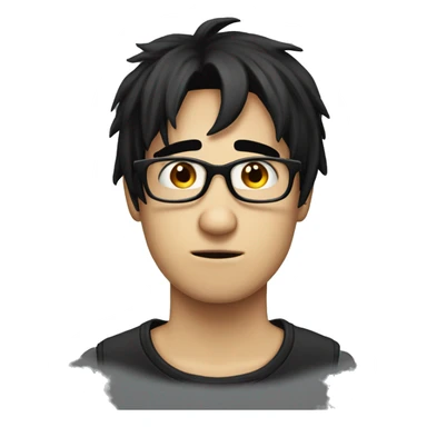 depressed and nerdy emo guy with black hair sticker