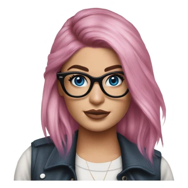 Photo Realistic kylie jenner stylish pink hair BLUE eyes and glasses elegant  sticker