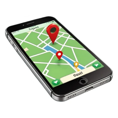 dark green geotag pointing to map on dark green iphone display sticker