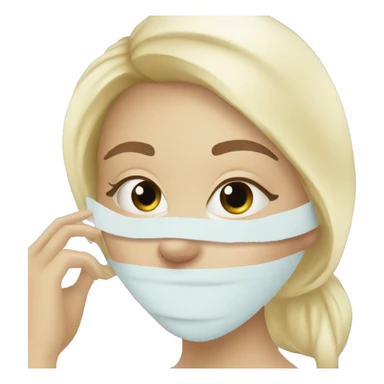 blonde girl with towel and under eye masks in a spa sticker