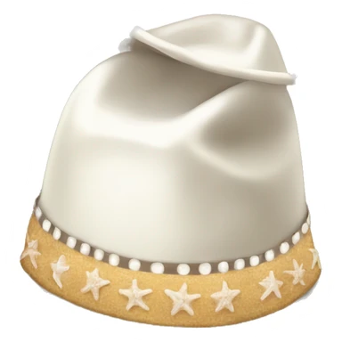 White cowgirl hat with seashell band sticker