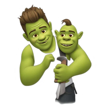 Shrek with a barber sticker