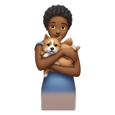 Girl hugs little spitz sticker