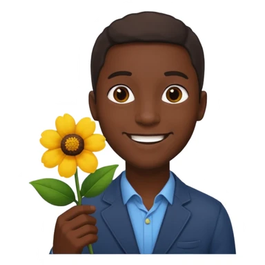 black man holding flower sticker