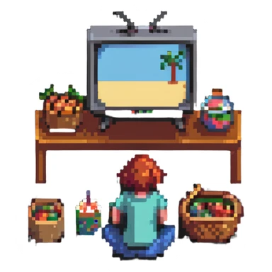 person watching TV with snacks sticker