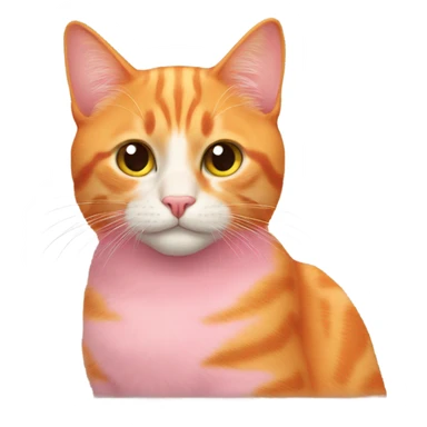 orange cat with pink hearts sticker