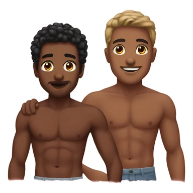 Two interracial shirtless men   sticker