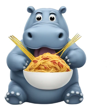 Hippo eating spaghetti on the moon sticker