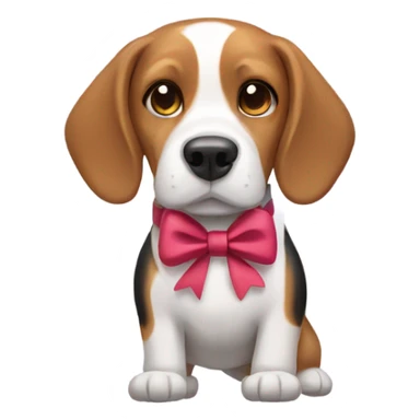 beagle wearing bow sticker